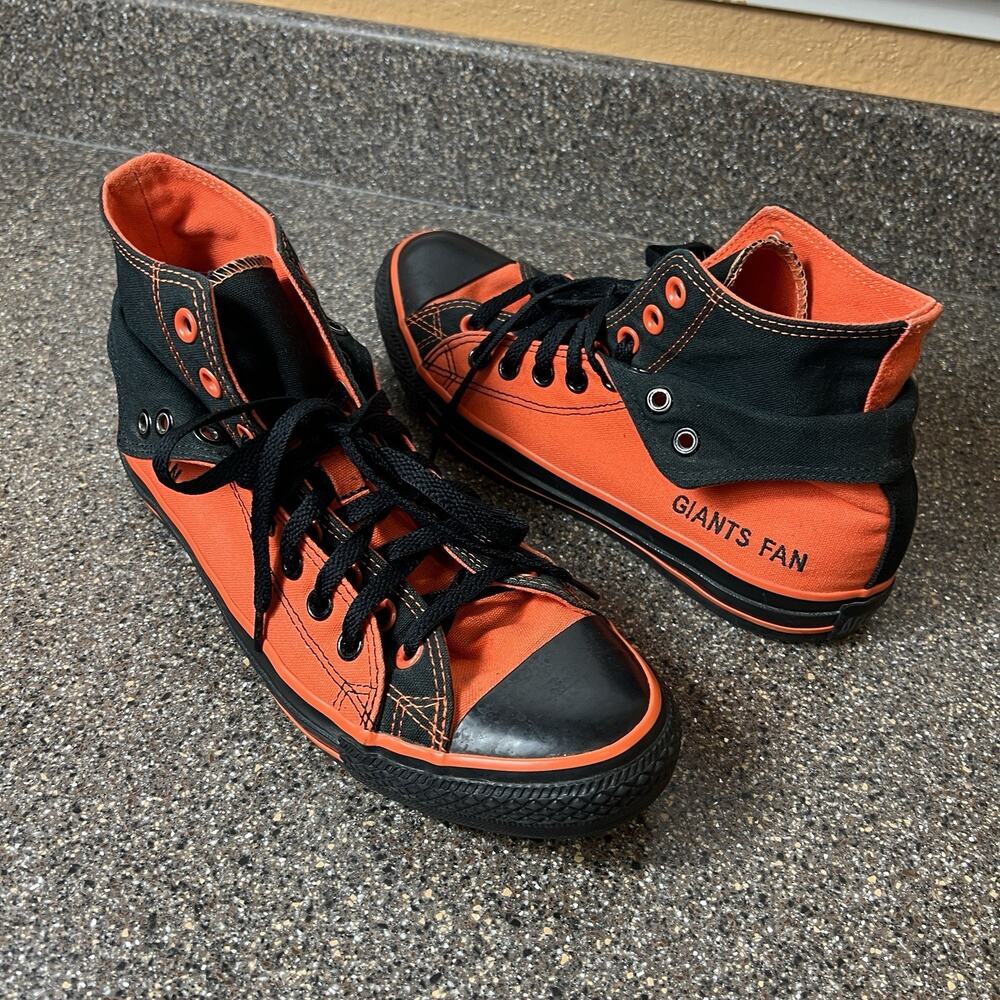 Converse High Top Orange/Black Giants Fan Canvas Mens Sz 9 Sneaker Shoes Lace Up
